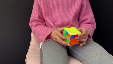 Time-lapse-of-a-school-age-child-solving-the-Rubik's-cube