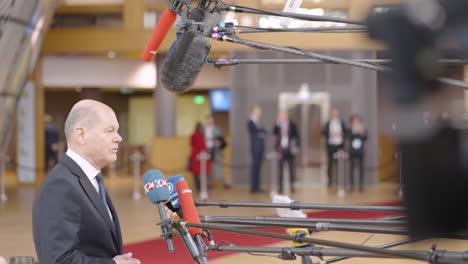 President-of-Germany-Olaf-Scholz-during-EU-summit-in-the-European-Council-building---Brussels,-Belgium