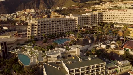 aerial-view-of-busy-touristic-residential-area-in-tenerife-island-canary-spain-European-holiday-travel-destination-golden-hours