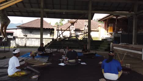 Balinese-Music,-Gamelan-Gambang,-Musicians-Play-Percussion-Instruments-in-Bali-Island,-Indonesia,-Traditional-Cultural-Art,-Sidemen-Village