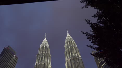Petronas-twins-tower-view-from-KLCC-park-bridge-at-night-Malaysia