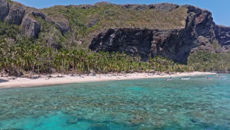 Paradiesischer-Strand-Mit-Dichten-Palmen-Am-Küstenvorland-Von-Playa-Fronton-In-Der-Dominikanischen-Republik