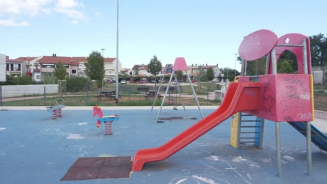 Neglected-children's-playground.-Gimbal-recording