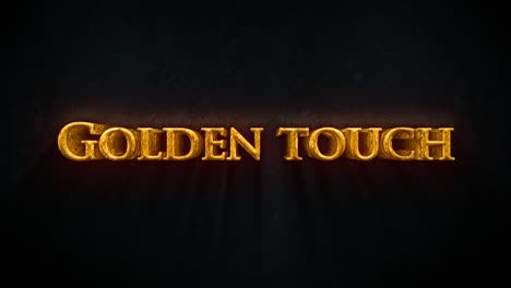 Golden-touch-moving-three-dimensional-text-animation-on-black-background