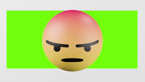 Facebook-angry-emoji-reaction-button-with-3D-effect-overlay,-green-screen