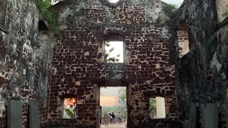 Tilt-up-scene-of-the-interior-of-the-remaining-ruins-of-St