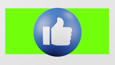 Facebook-like-emoji-reaction-button-with-3D-effect-overlay,-green-screen
