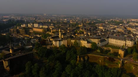 Luxembourg-Chemin-de-la-Cornice-drone-footage-at-sunrise