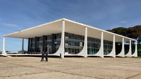 The-Supreme-Court-building-in-Brasilia,-Brazil---establishing-shot
