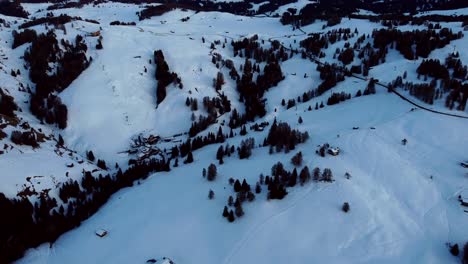 Aerial-pan-up-shot-from-Alpe-di-Siusi-in-the-Italian-Alps