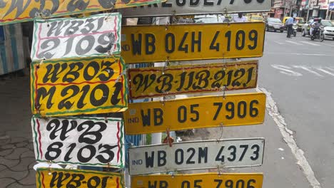 Video-of-multiple-vehicle-registration-plates-stacked-in-the-street-of-Kolkata