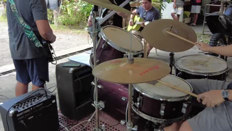 A-dynamic-footage-of-a-performing-drummer-on-a-live-band