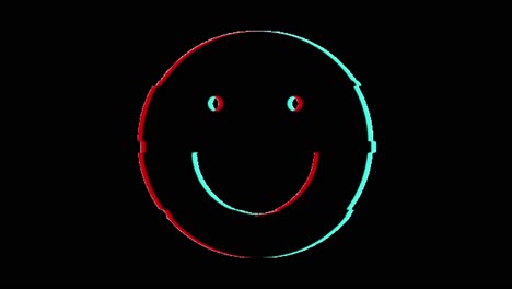 Glitchige-Smiley-Gesichtsanimation,-Schwarzer-Bildschirm-4k