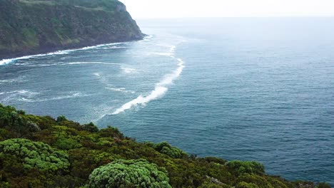 Seascape-And-Cliffs-In-Miradouro-da-Ponta-do-Queimado,-Terceira-Island,-Azores---aerial-drone-shot