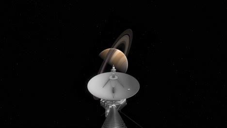 Voyager-1-ActionCam-Style-Shot-Heading-Towards-Planet-Saturn-with-Rings-on-Tour-Through-Solar-System-to-Collect-Photos-and-Scientific-Data-4K