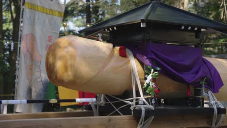 Giant-Wooden-Phallus-at-Japanese-Shrine-for-Hounensai-Festival