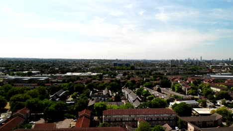 Panoramic-view-of-London-city,-Areal-footage