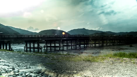 Brücke-Zum-Arashiyama-Bambuswald-Kyoto-Zeitraffer