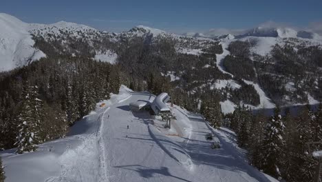 Aufschlussreiche-Luftaufnahme-Eines-Skigebiets-An-Einem-Sonnigen-Tag-Mit-Menschen-Auf-Der-Skipiste-Und-Im-Skilift-Mit-Wunderschönen-Bergen-Im-Hintergrund