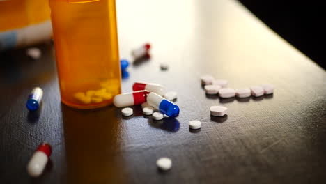 A-drug-addict-hands-grabbing-prescription-painkiller-pills,-narcotics-and-medicine-to-get-high