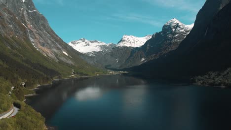 A-droneshot-of-a-norwegian-fjord