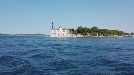 Cape-Jadrija-Lighthouse-at-St-Anthony's-Channel-into-Sibenik,-Croatia