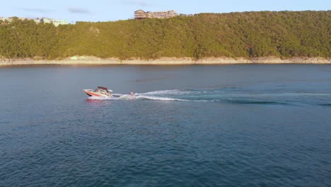 Side-pan-of-a-wakeboarder-on-Lake-Travis