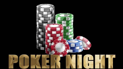 3D-Darstellung-Von-Chips-Und-„Poker-Night“-Symbolik-Auf-Schwarzem-Hintergrund