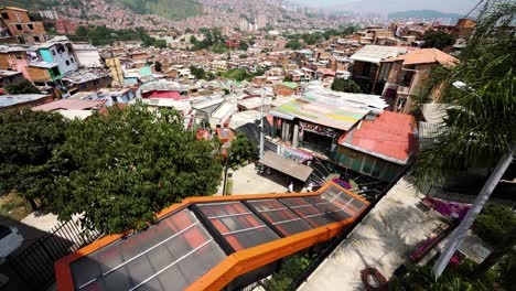 View-from-Top-of-Outdoor-Electrical-Escalators-in-'Comuna-13'-Neighborhood
