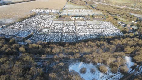 Jewish-cemetery-Waltham-abbey-Essex-uk-in-winter-aerial-pan-