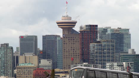 Vancouvers-central-business-district-skyline.-Skytrain-passing.-Static