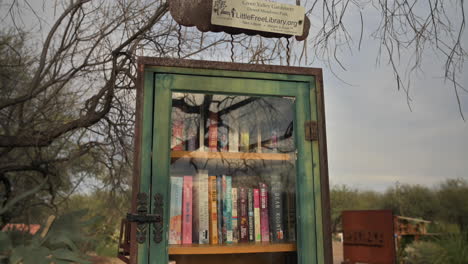 Public-little-library-promoting-"take-a-book,-leave-a-book",-reading-and-learning
