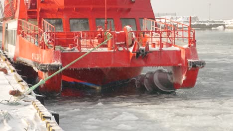 Ice-Breaker-Garinko-II-Docked-Beside-Pier-With-View-Of-Turning-Archimedes-Screw-Underneath-Forward-Bow