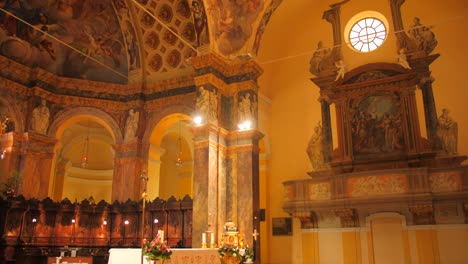 Altar-Of-The-Abbey-of-Santa-Maria-del-Monte,-a-Benedictine-Monastery-in-Cesena,-Italy---tilt-up