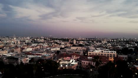 Flug-über-Jaffo-Tel-Aviv-Bei-Herrlichem-Sonnenuntergang,-Drohnenaufnahme-4k