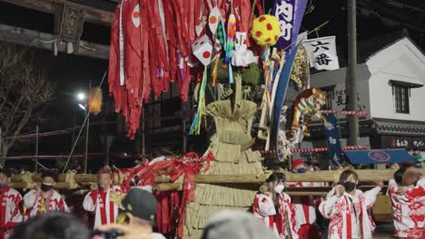 Year-of-the-Tiger-Celebration,-at-Hachiman-Shrine-while-float-is-carried