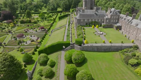 Revealing-Drone-Shot-of-Drummond-Castle-and-its-Garden