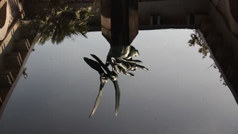 Spiegelbild-Einer-Statue-Im-Wasser