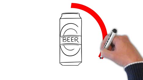 Kein-Bierschild,-Handgezeichnet-Auf-Der-Weißen-Tafel