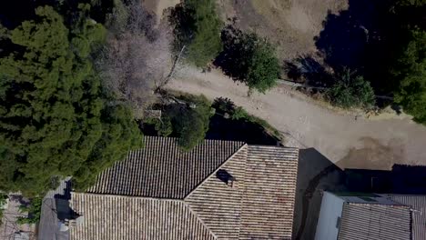 Aerial-overhead-shot-of-old-houses-in-a-rural-town-of-the-south-of-Spain