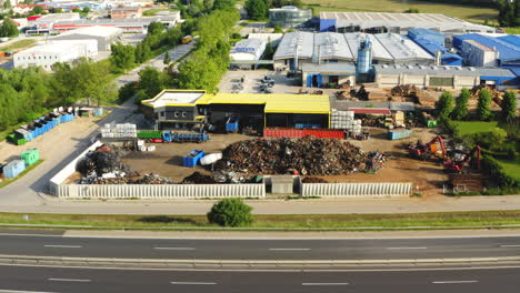 Aerial-view-of-small-recycling-and-scrap-metal-processing-plant