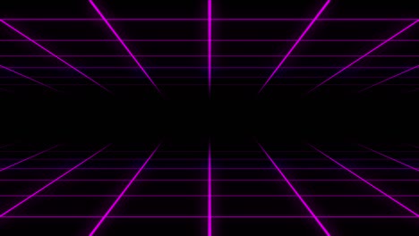 Slowly-Moving-Into-Endless-Room-With-Appearing-Neon-Purple-Glowing-Grid