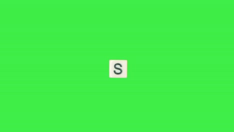 Letter-S-scrabble-slide-from-left-to-right-side-on-green-screen,-letter-S-green-background
