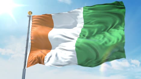 4k-3D-Illustration-of-the-waving-flag-on-a-pole-of-country-Cote-D'Ivoire
