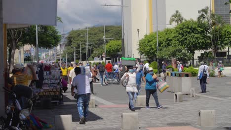 The-historic-downtown-district-of-San-Salvador-filled-with-pedestrians-wearing-masks-due-to-COVID-pandemic