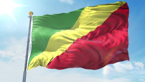 4K-3D-Illustration-of-the-waving-flag-on-a-pole-of-the-country-Republic-Of-Congo