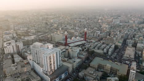 Aerial-View-Of-Karachi-Cityscape-With-Memon-Mosque-Masjd