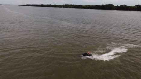 Jet-ski-circling-and-running-fast-at-high-speed-on-Amazon-river