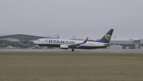 Ryanair-Aircraft-Taking-Off-At-The-Runway-Of-Gdansk-Lech-Walesa-Airport-In-Gdansk,-Poland