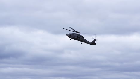 MH-60R-Seahawk-Maritime-Helicopter-On-Flight-Against-Cloudy-Sky
